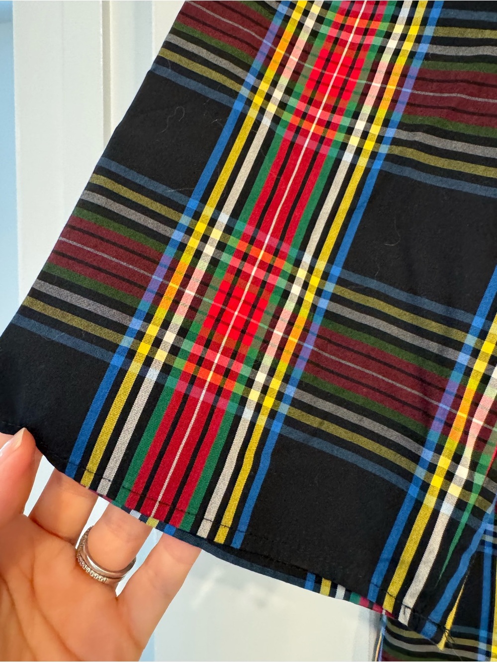 Talbots Navy Top with Multicolor Plaid Trim - XL - Picture 3 of 11